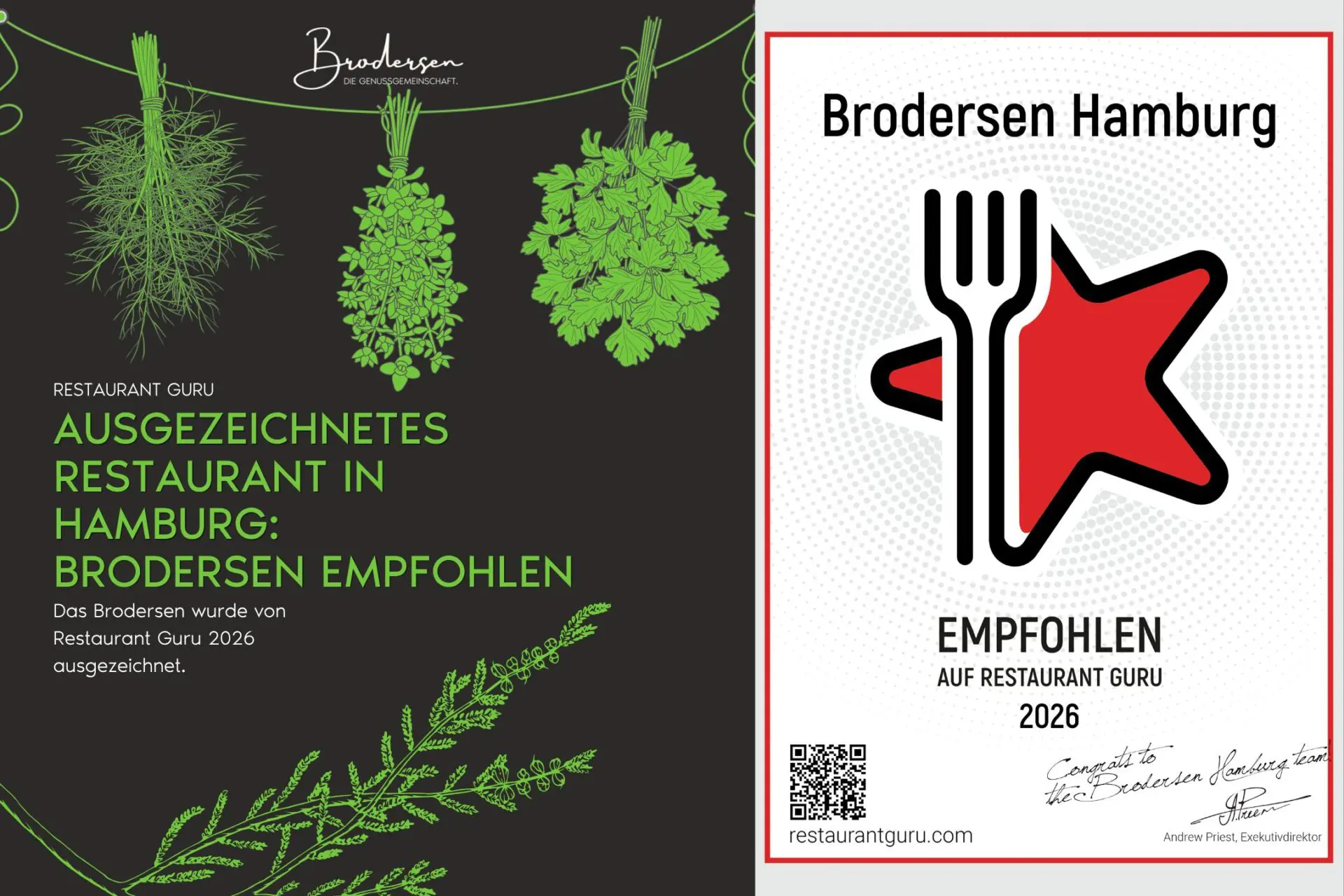 Ausgezeichnetes Restaurant in Hamburg Brodersen wurde von Restaurant Guru empfohlen